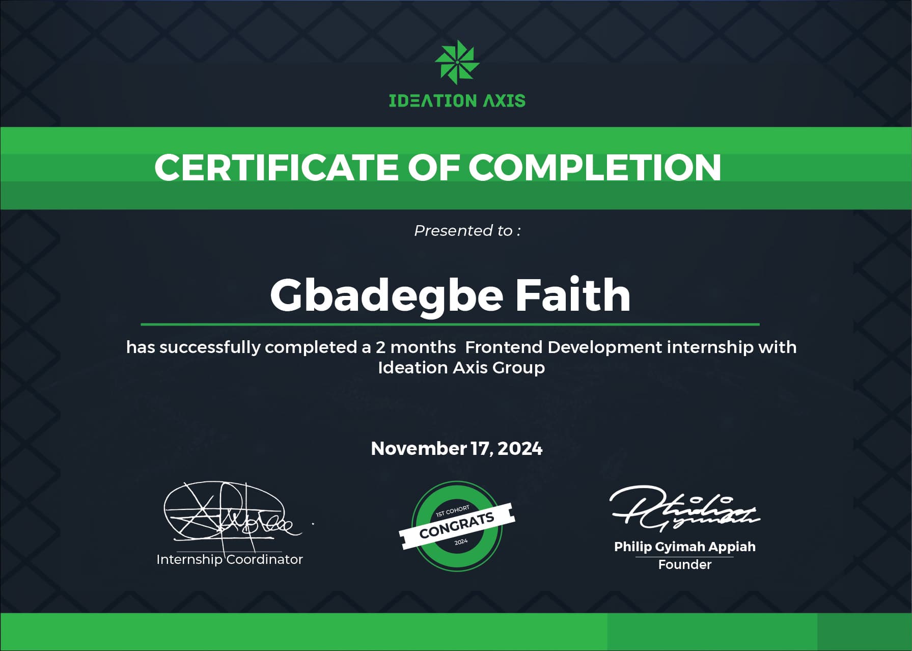 Frontend Development Internship